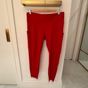 Lululemon Dark Red Pocket Leggings Size 12 | High-Rise, Waist and Side Pockets
